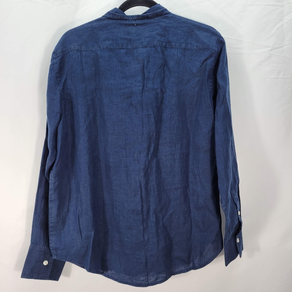 EUC | J. Crew Navy Button-Down Linen Shirt| Size 8 - Picture 4 of 8